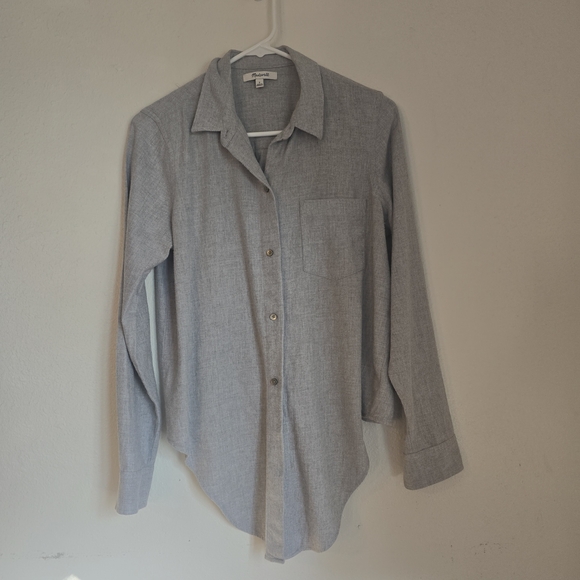 Madewell Tops - Madewell Women's Light Gray Casual Button-Down Shirt